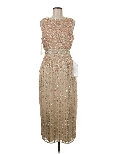 Pre-owned Mac Duggal Cocktail Dress In Tan