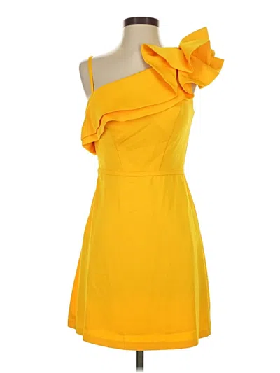 Pre-owned Mac Duggal Cocktail Dress In Yellow