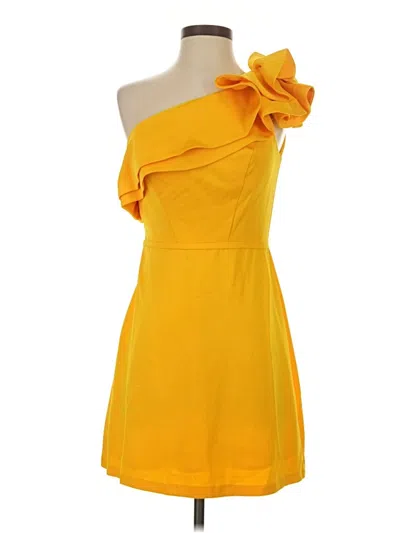 Pre-owned Mac Duggal Cocktail Dress In Yellow