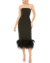 Mac Duggal Strapless Column Dress With Feather Trim