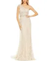 Mac Duggal Womens Embellished Tulle Evening Dress In Neutral