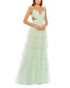 Mac Duggal Ruffle Tiered Tulle Cut Out Gown