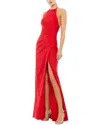 Mac Duggal Beaded Trim Halter Neck Gown