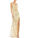 Mac Duggal Beaded Sleeveless V Neck Gown