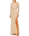 Mac Duggal Women's Crystal-embellished High-neck Long-sleeve Gown