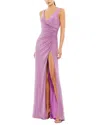 Mac Duggal Ruched Jersey Gown In Blue