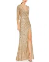 Mac Duggal Column Gown In Gold