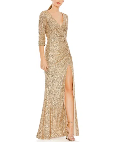 Mac Duggal Column Gown In Gold