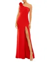 Mac Duggal V-neck Sleeveless Thigh-slit Jersey Gown In Red