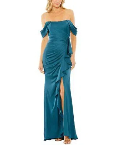Pre-owned Mac Duggal Column Gown Women's In Blue