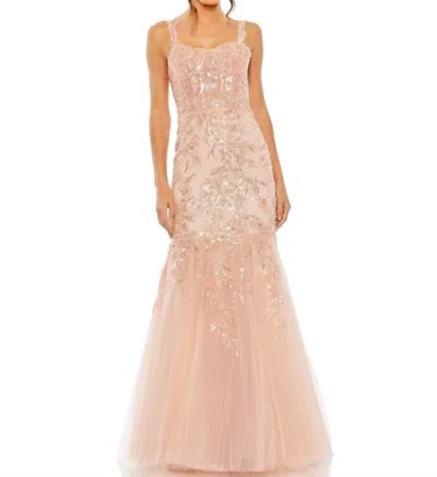 Mac Duggal Corset Bodice Embellished Dress In Pink In Burgundy