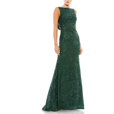 MAC DUGGAL MAC DUGGAL COWL BACK BOAT NECK SEQUINED EVENING GOWN