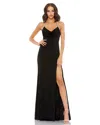 Mac Duggal Cowl Neck Halter Strap Low Back Gown In Black