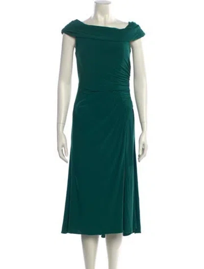 Pre-owned Mac Duggal Cowl Neck Knee-length Dress In Green