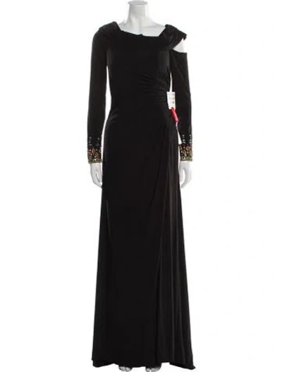 Pre-owned Mac Duggal Cowl Neck Long Dress In Black