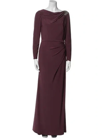 Pre-owned Mac Duggal Cowl Neck Long Dress In Burgundy
