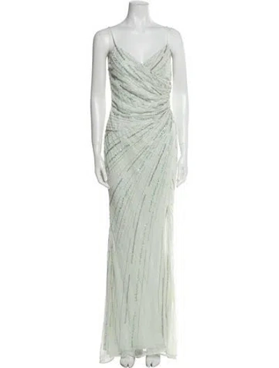 Pre-owned Mac Duggal Cowl Neck Long Dress In Green