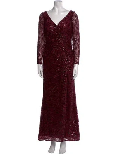Pre-owned Mac Duggal Cowl Neck Long Dress In Multi