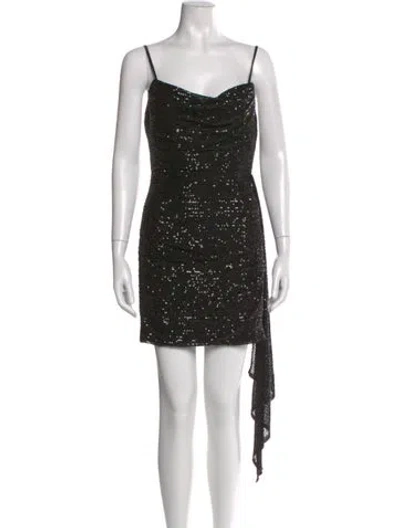 Pre-owned Mac Duggal Cowl Neck Mini Dress In Black