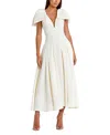 Mac Duggal Crepe A Line With Bow Straps Midi Dress In White
