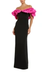 Mac Duggal Crepe & Faille Off The Shoulder Gown In Black