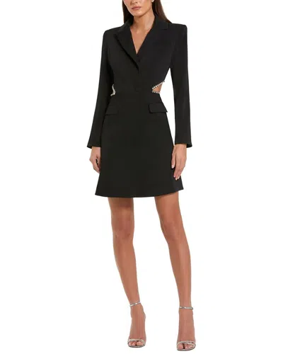 Mac Duggal Crepe Blazer Rhinestone Trim Mini Dress In Black