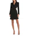 Mac Duggal Crepe Blazer Rhinestone Trim Mini Dress In Black