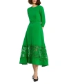 Mac Duggal Crepe Boat Neck Midi Dress With Applique Cut Out In Spring Green