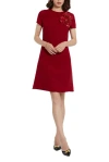 Mac Duggal Crepe Cap Sleeve Mini Dress With 3d Flower Details In Burgundy
