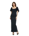 Mac Duggal Crepe Ruffle Sleeve Fitted Maxi Dress In Navy