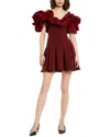 Mac Duggal Crepe Godet Hem Mini Dress With Faille Ruffle In Brown