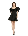 Mac Duggal Crepe Ruffle Godet Hem Mini Dress In Black