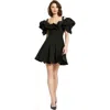 Mac Duggal Crepe Ruffle Godet Hem Mini Dress In Black