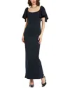 Mac Duggal Crepe Ruffle Sleeve Fitted Maxi Dress