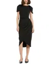 Mac Duggal Crepe High Neck Midi Tulip Dress With Belt