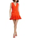 Mac Duggal Crepe Sleeveless Mini Dress With Belt And Pockets