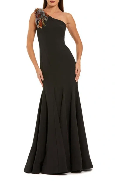 MAC DUGGAL MAC DUGGAL CREPE ONE SHOULDER BEADED MERMAID GOWN