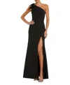 Mac Duggal One-shoulder Jersey A-line Gown In Black