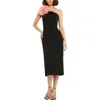 Mac Duggal Crepe One Shoulder Midi Dress With Flower In Black