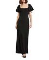 Mac Duggal Crepe Fitted Gown With Short Ruffle Sleeves In Black