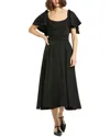 Mac Duggal Crepe Fitted Gown With Short Ruffle Sleeves