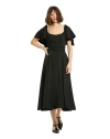 Mac Duggal Crepe Fitted Gown With Short Ruffle Sleeves In Black