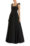 Mac Duggal Crepe Sleeveless Ballgown With Rhinestone Flowers