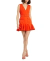 Mac Duggal Crepe Sleeveless Mini Dress With Belt And Pockets In Sunset