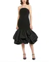 Mac Duggal Crepe Strapless Midi Dress With Taffeta Bubble Hem In Black