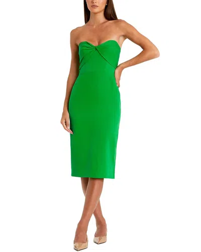 MAC DUGGAL CREPE STRAPLESS TWIST TOP FITTED MIDI DRESS