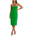 Mac Duggal Strapless Crepe Twist Top Fitted Midi Dress In Green