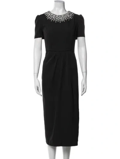 Pre-owned Mac Duggal Crew Neck Knee-length Dress In Blue