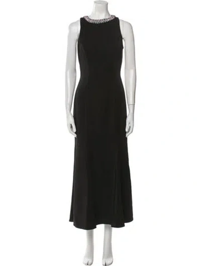 Pre-owned Mac Duggal Crew Neck Long Dress In Black