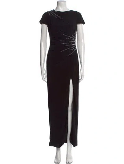 Pre-owned Mac Duggal Crew Neck Long Dress In Black